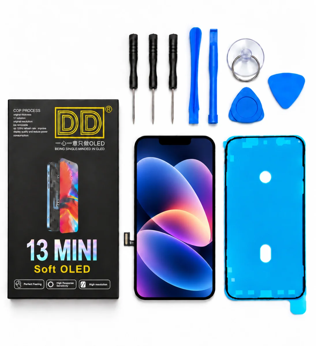 iPhone 13 Mini Ekran | DD - Canlı Renkler, Yüksek Hız ve Tamir Seti