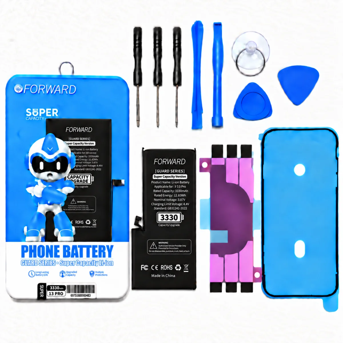 iPhone 13 Pro Batarya - Forward 3330 mAh Güçlendirilmiş Pil ve Tamir Seti