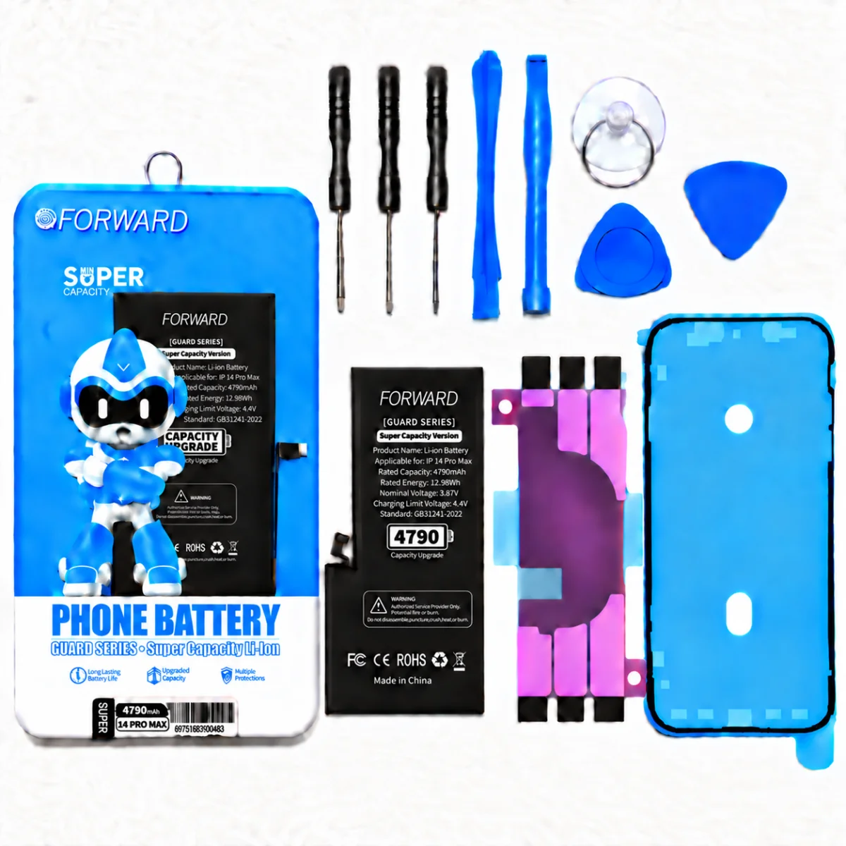 iPhone 14 Pro Max Batarya - Forward 4790 mAh Güçlendirilmiş Pil ve Tamir Seti