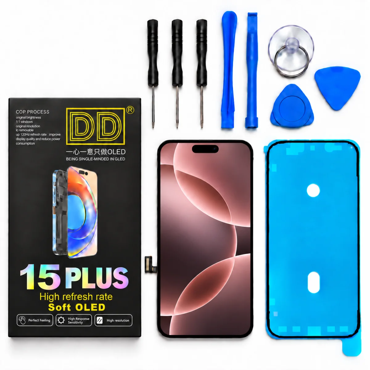 iPhone 15 Plus Ekran | DD - Canlı Renkler, Yüksek Hız ve Tamir Seti