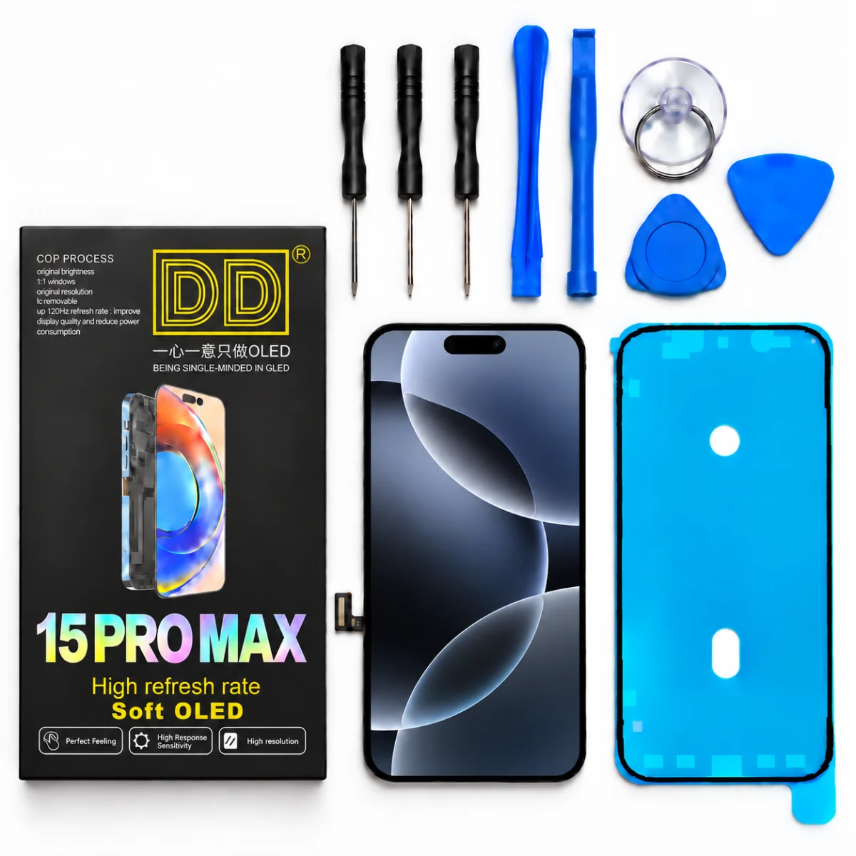 iPhone 15 Pro Max Ekran | DD - 120 Hz, Canlı Renkler ve Tamir Seti